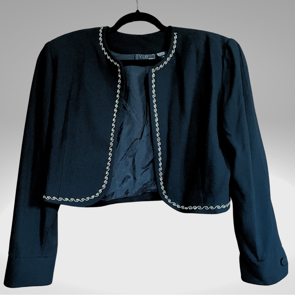 Y. Le.V. Sport Black with Gold Detail Cropped Jacket/ Bolero Size 12